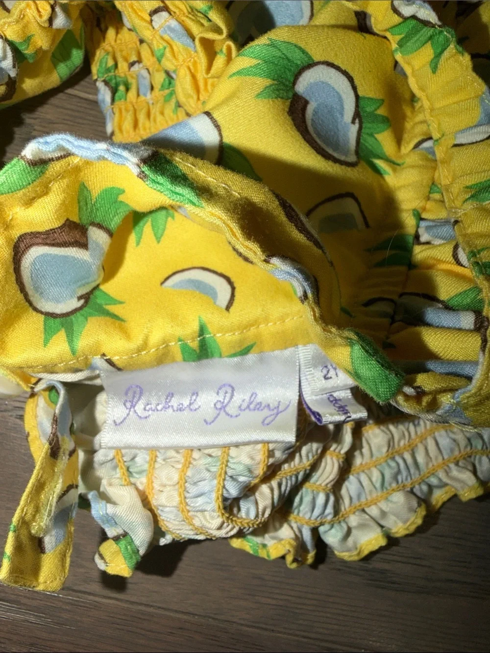 Rachel Riley Yellow Coconut Print Girls One-Piece Swimsuit